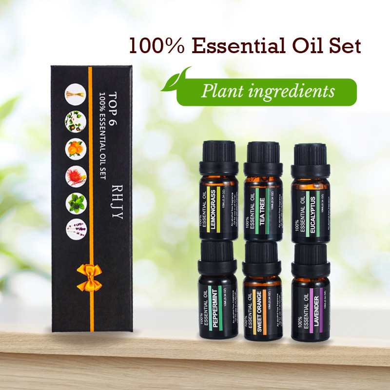 Exclusive High-Quality Single Essential Oil Lavender Tea Tree 6 Bottle Set Aromatherapy Set 100% Pure Plant Essential Oil