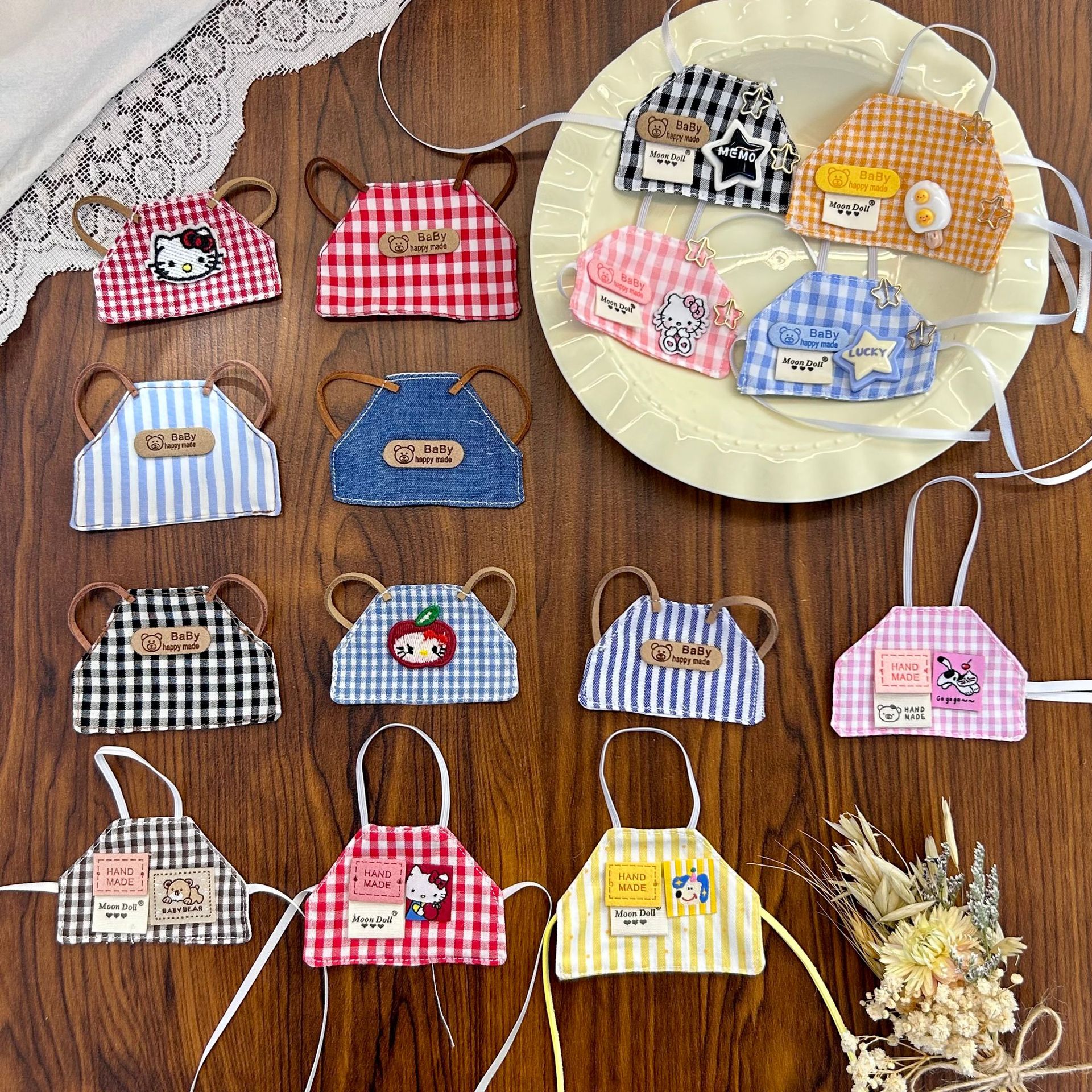 10cm doll clothing self-mocking bear hello Kitty dress up bjd Labubu apron accessory cotton doll accessory