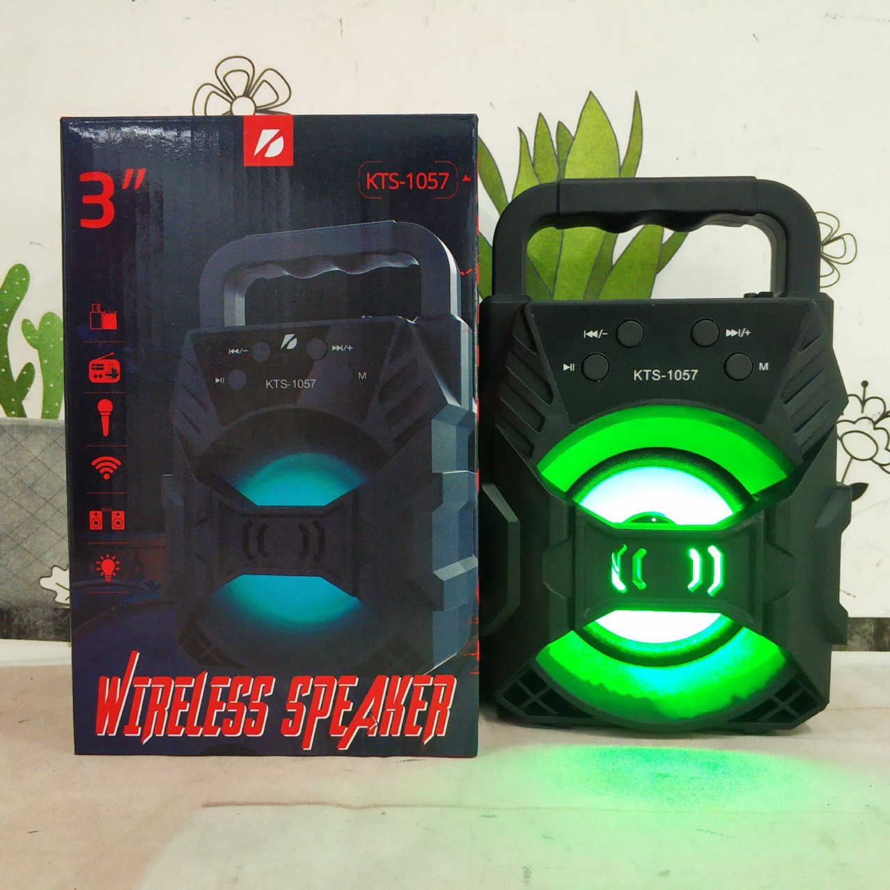 KTS-1057 Bluetooth speaker subwoofer outdoor portable card audio 3-inch speaker with light computer speaker