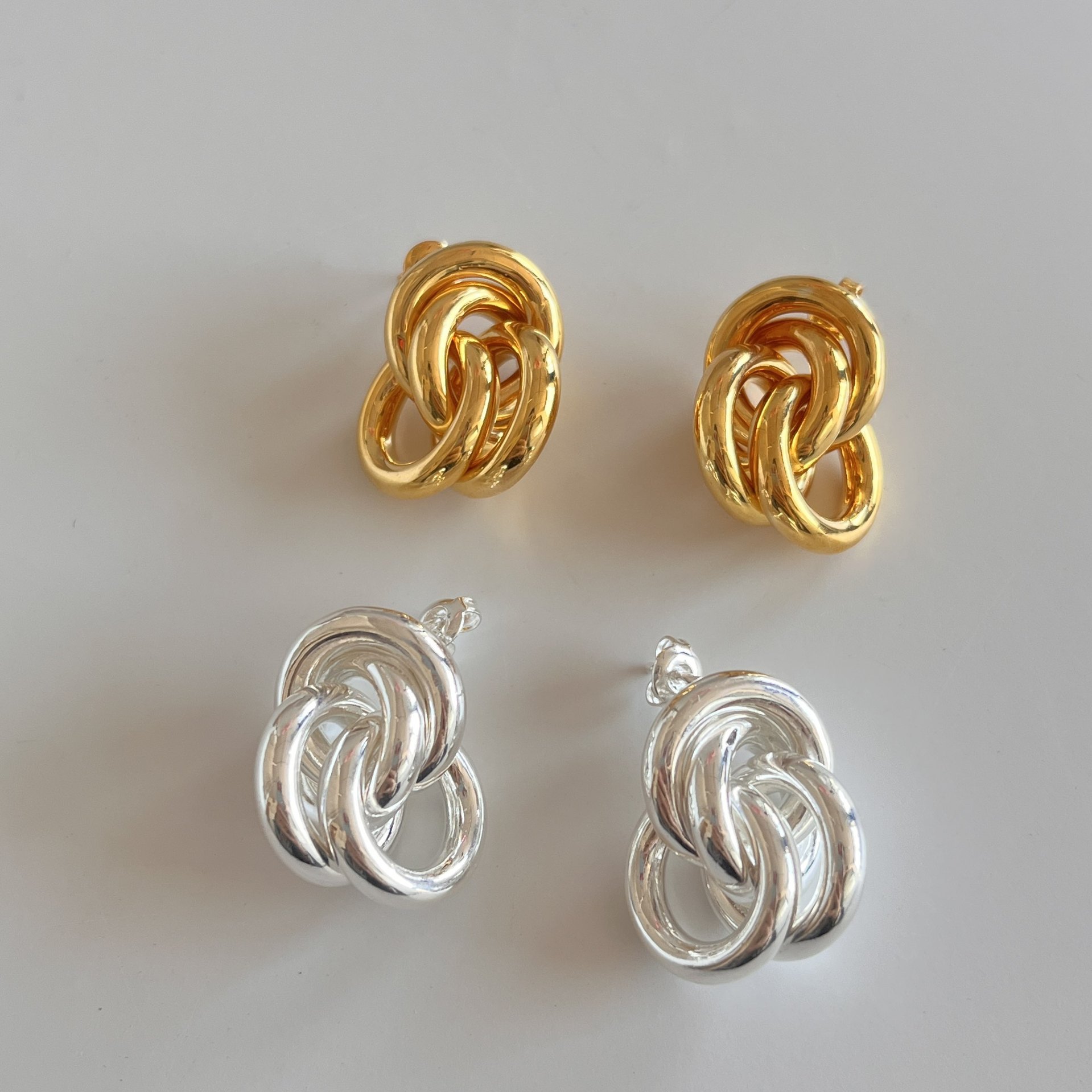 Heavy Craftsmanship Danish Lie Studio Round Stud Earrings for Women Minimalist Multi-Ring Double Ring Ear Cuff Earrings