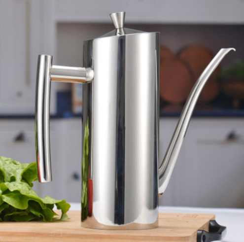 304 Stainless Steel Oil Can Kitchen Household Non-Drip Oil Bottle Restaurant Commercial Food Grade Large Capacity Oil Storage
