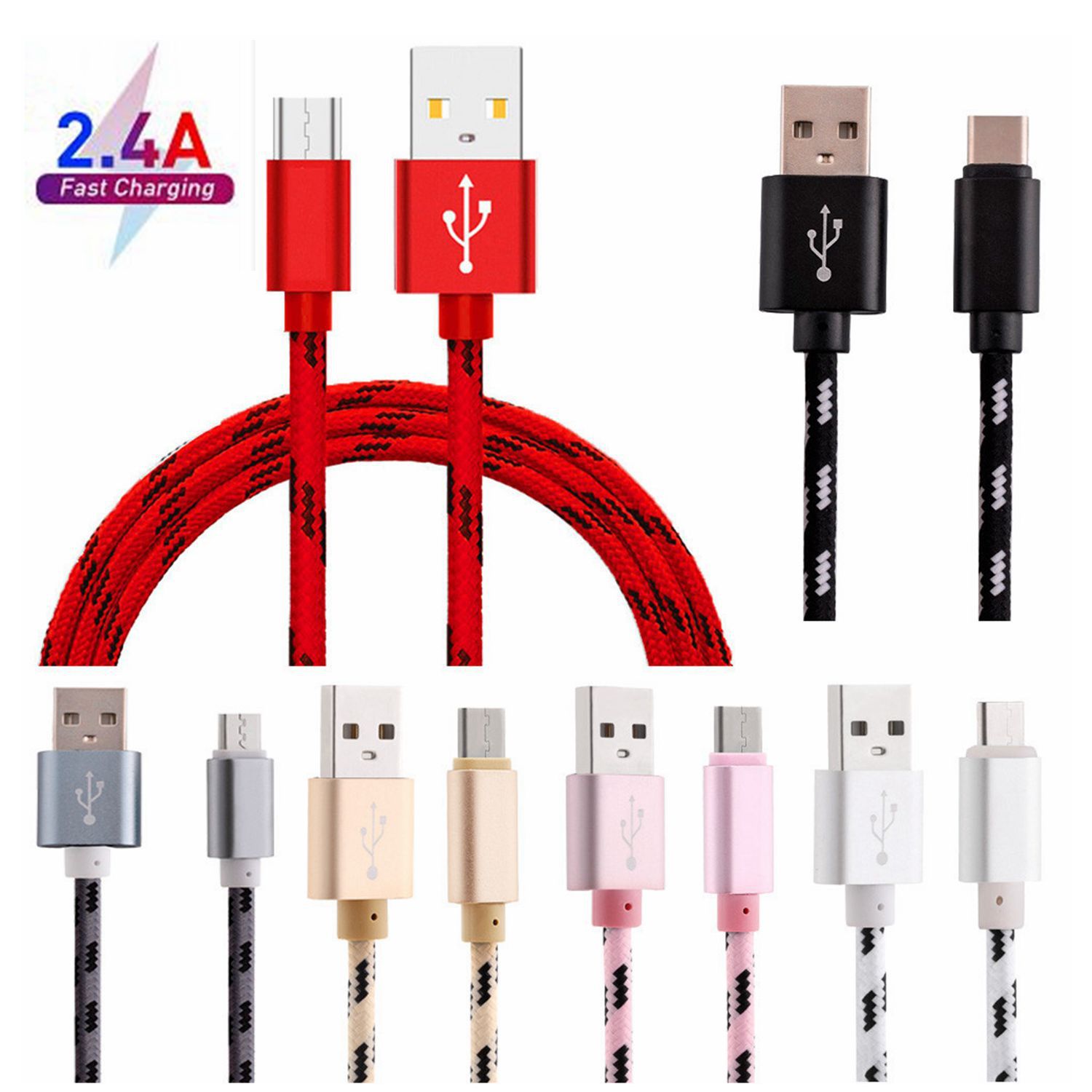 Type-C Android for Apple Grid Braided Data Cable Charging Cable Smartphone Cable